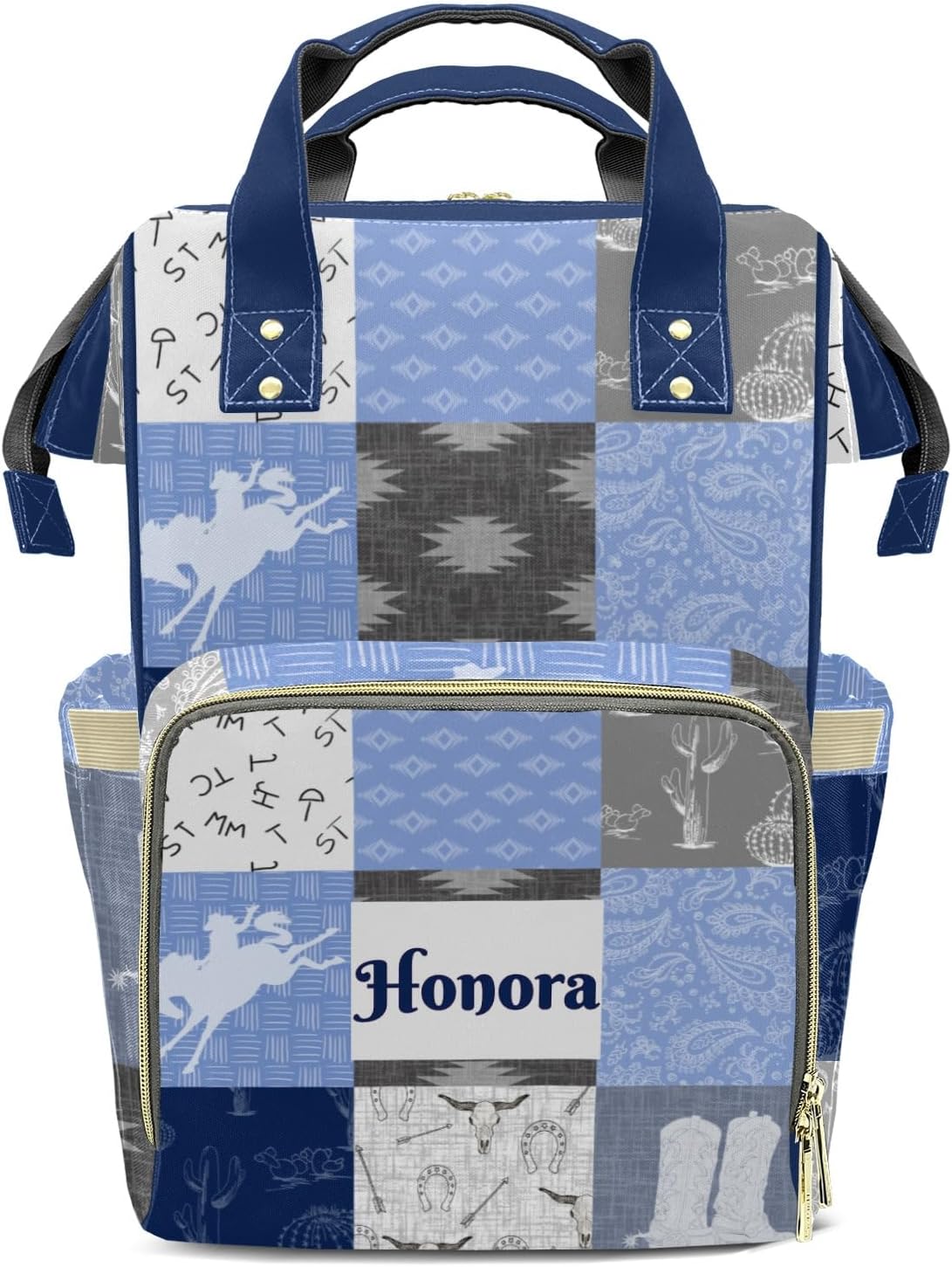 Personalized Cowboy Cowgirl West Cactus Custom Mom Bag with Name,Dad and Mom Diaper Backpack for Baby Boys Girls,Birthday Gift for New Parents