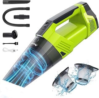 Cordless Handheld Vacuum Cleaner, 9000Pa Suction Portable Hand Vacuum, Wet & Dry Use Hand Held Vacuuming, LED Light & 2 Washable HEPA Filter,Hand Vacuums Cordless for Home, Car, Office