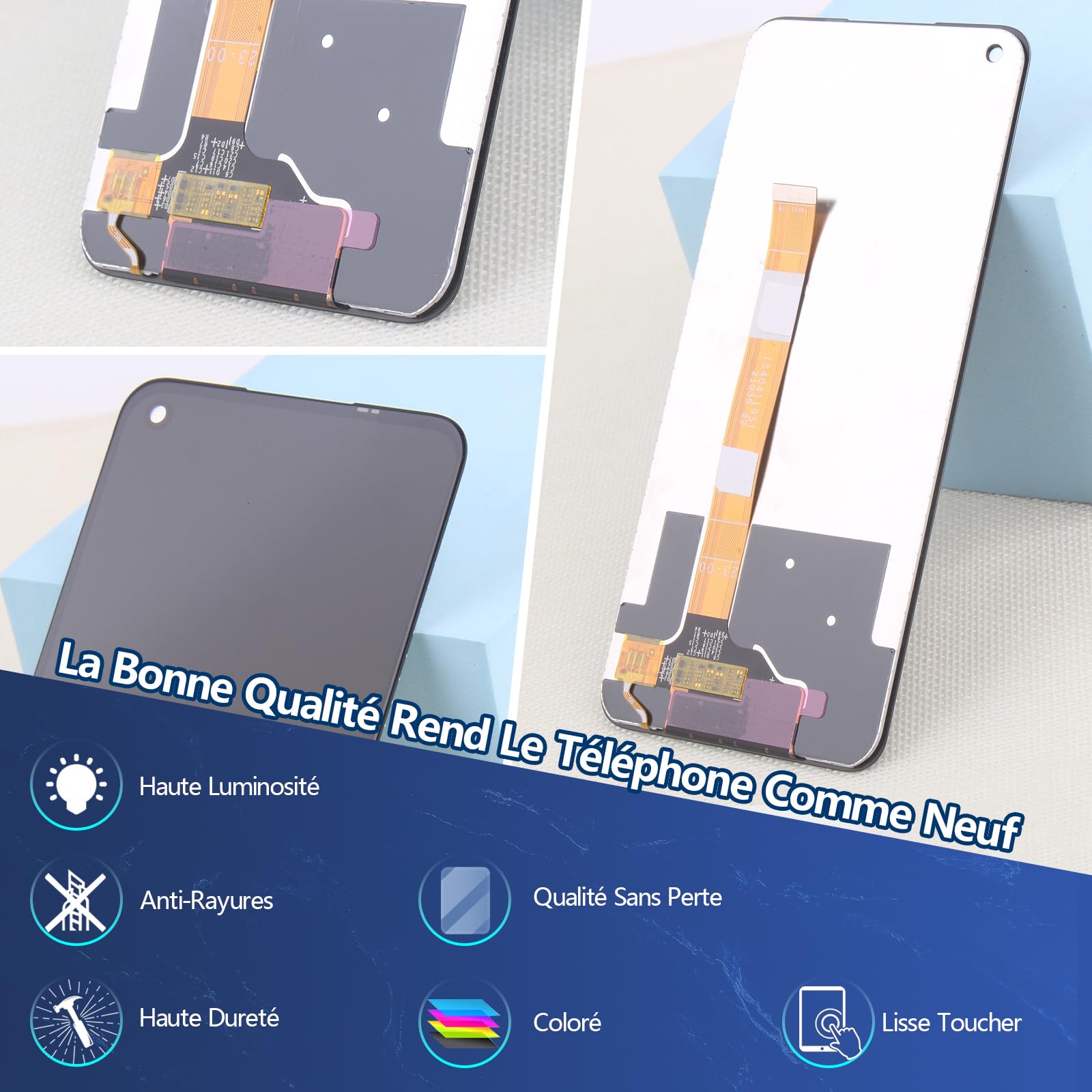 RongZy Écran de Rechange pour 6.5" Oppo A74 5G / A54 5G / A93 5G Écran LCD + Vitre Numériseur Tactile Capteur Assemblé Remplacement pour CPH2197 CPH2263 CPH2195(Noir)