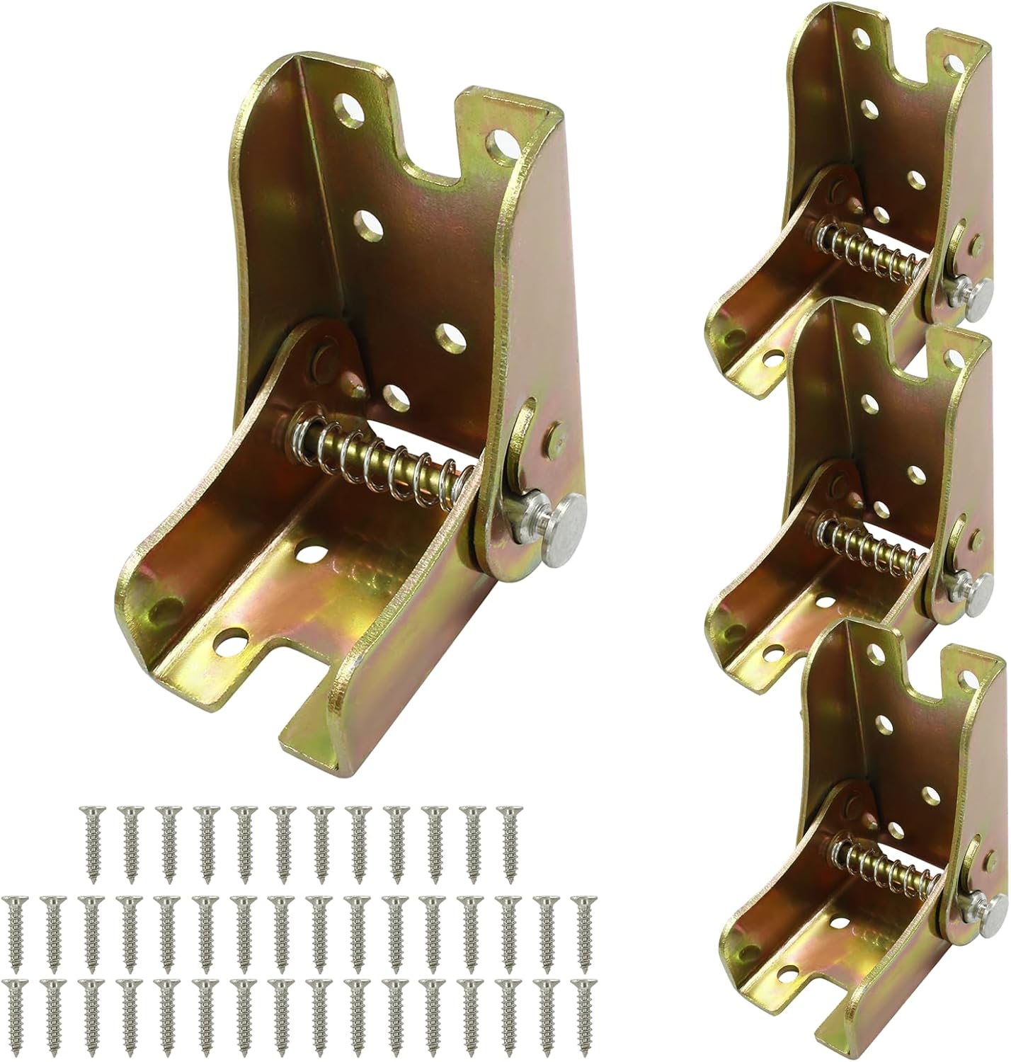 Suiwotin 4pcs Folding Hinge Bracket, Self Locking Hinges 90 Degree Foldable Table Bracket, Heavy