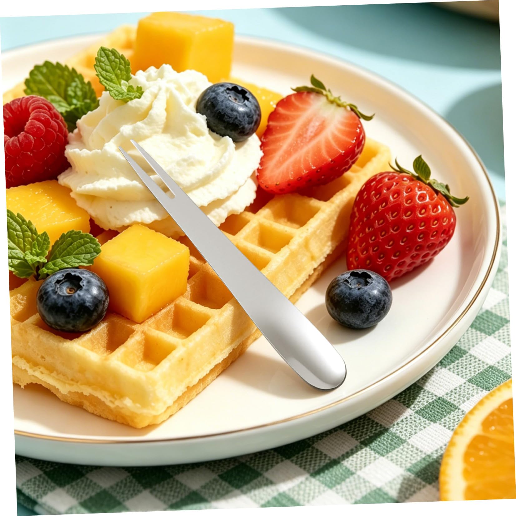 24 Pezzi Forchettine e Cucchiai in Acciaio Resistenti per Frutta Dessert e Insalate Design Antiruggine e Compatto per Uso e Feste