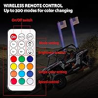 Vista 4 de 2 látigos de luz LED de 5 pies con bandera control remoto ahumado luz RGB de persecución todoterreno antena iluminada LED látigos para UTV ATV RZR
