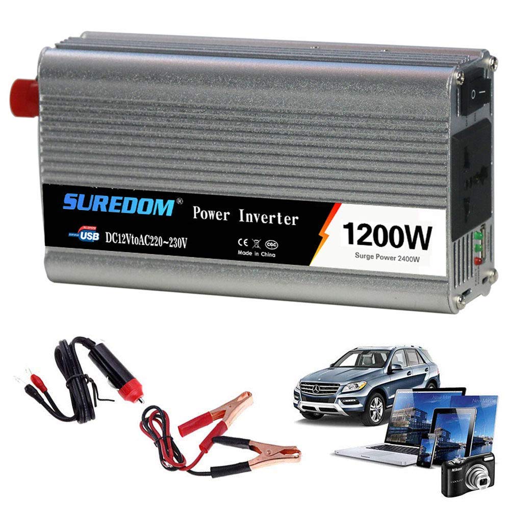Convertisseur 12V 24V 220V onduleur de voiture 1200W pour camping-car et voyages en road trip