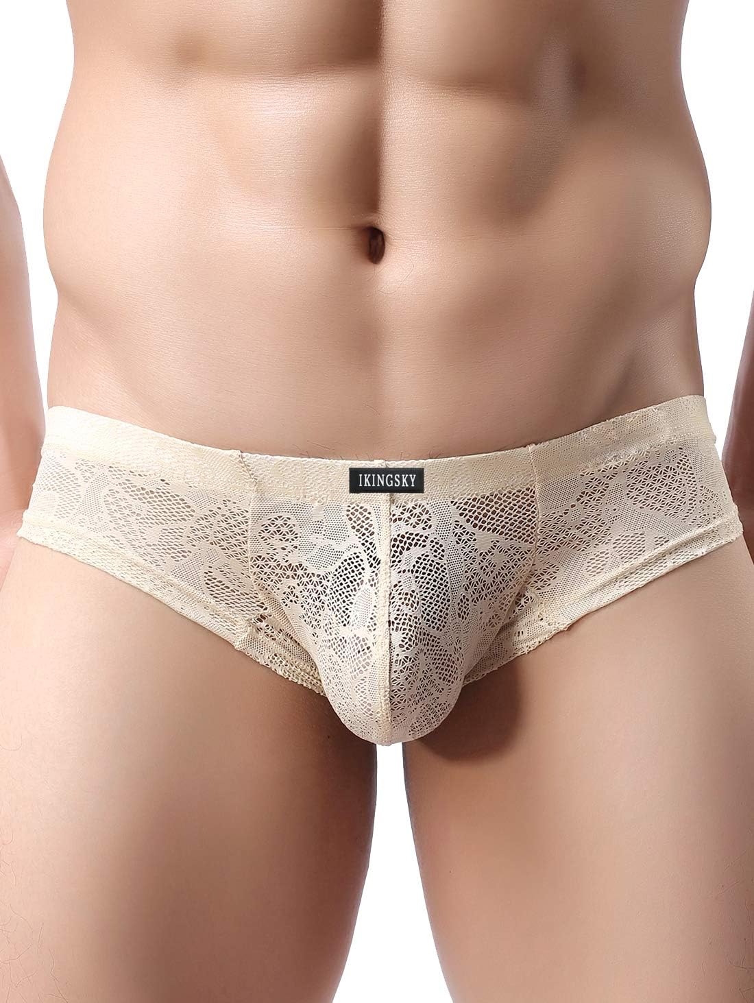 iKingsky Men's Cheeky Boxer Briefs Sexy Thong Underwear Breathable Lace Mens Panties