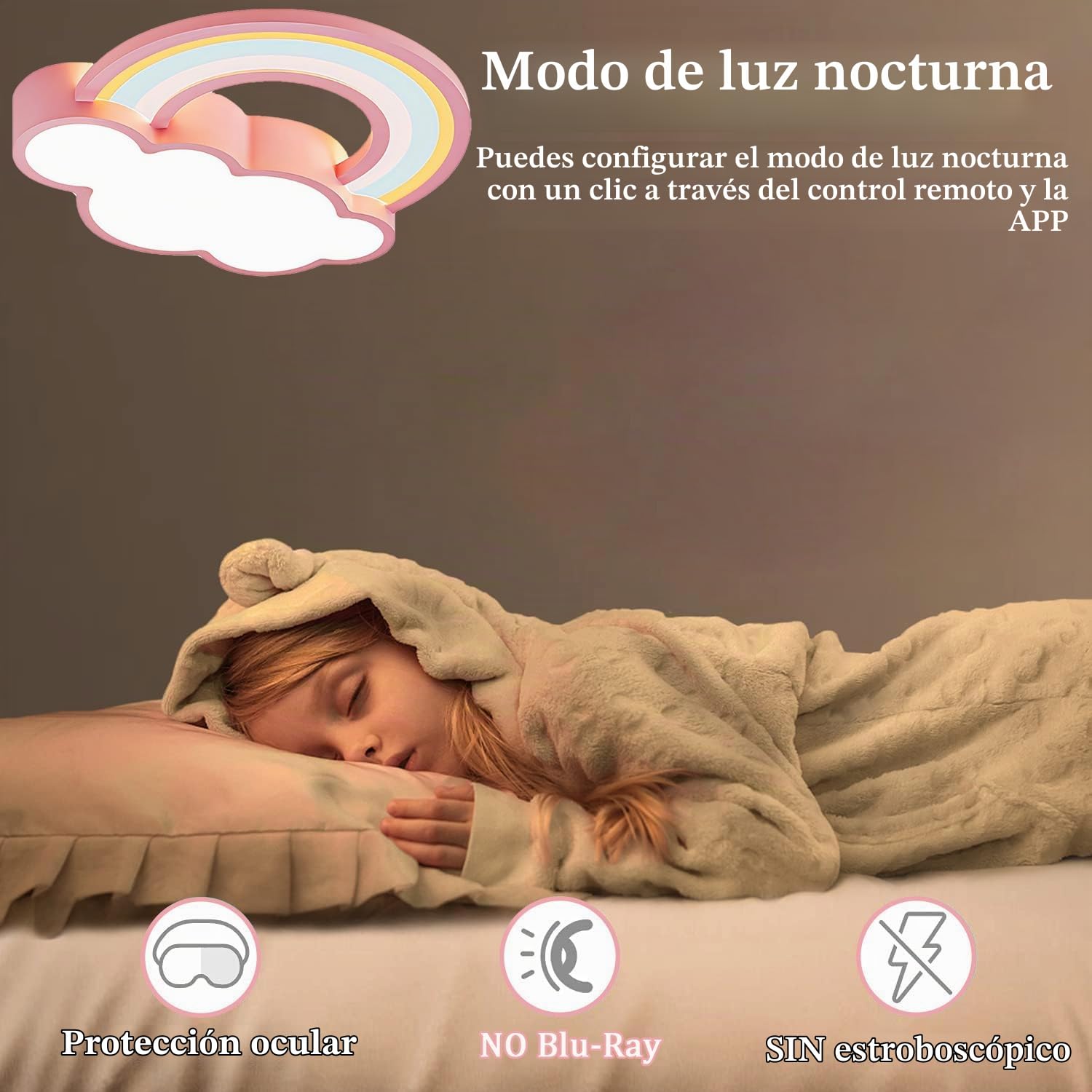 KZT LED Plafones de Techo Regulable con Mando a Distancia Moderna Nubes Arcoiris Lámpara de Techo Niño y Niña Luz de Techo para Habitación infantil Dormitorio Salon Hoteles Lámpara Colgante