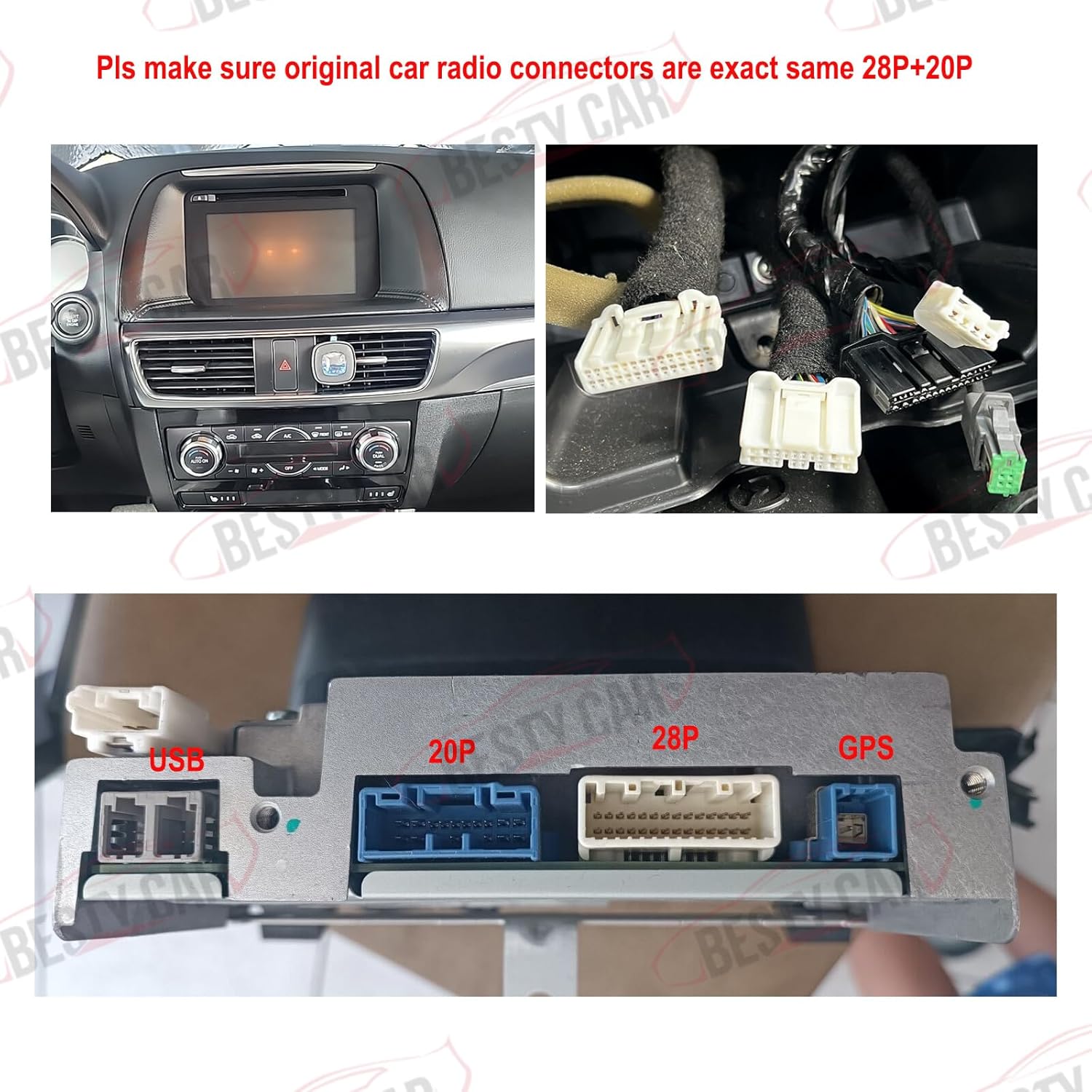 Car Radio Stereo Power Retrofit Wiring Harness fits for Mazda 3 Axela CX-3 CX-5 Mazda 6 Atenza with Bose Amplifier, Navigation and OEM Backup Camera 28P+20P