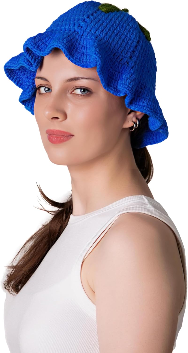 cheetahboo Knitted Fruit Hats for Womens - Blueberry Lemon Orange Hat Adult Women Teens Cosplay Halloween Costumes - Image 2