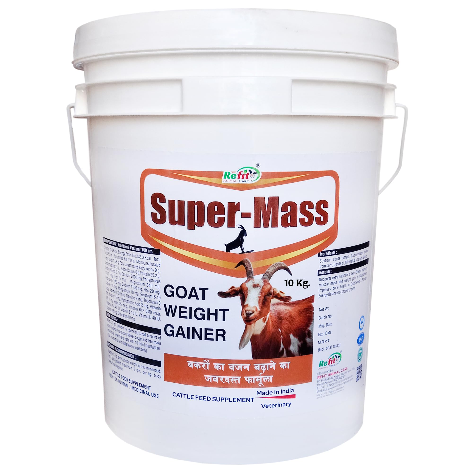 REFIT ANIMAL CARE Goat Supplement for Weight Gain, 10 Kg, Super Mass