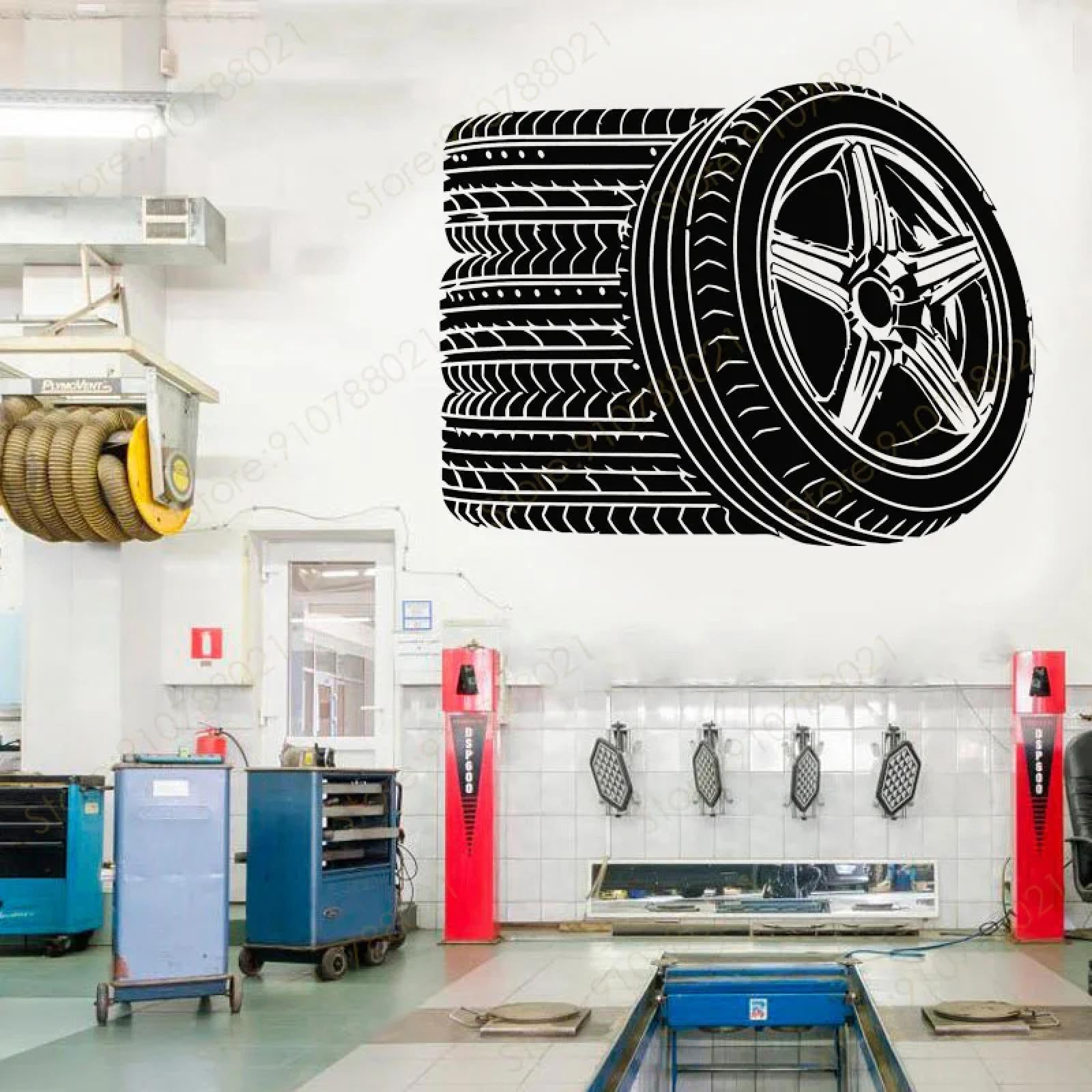 YOUOUSI Car and Motorcycle Sports tire Shop, car Repair Service, Tires, Racing Wheels, Vinyl wall Art Decals