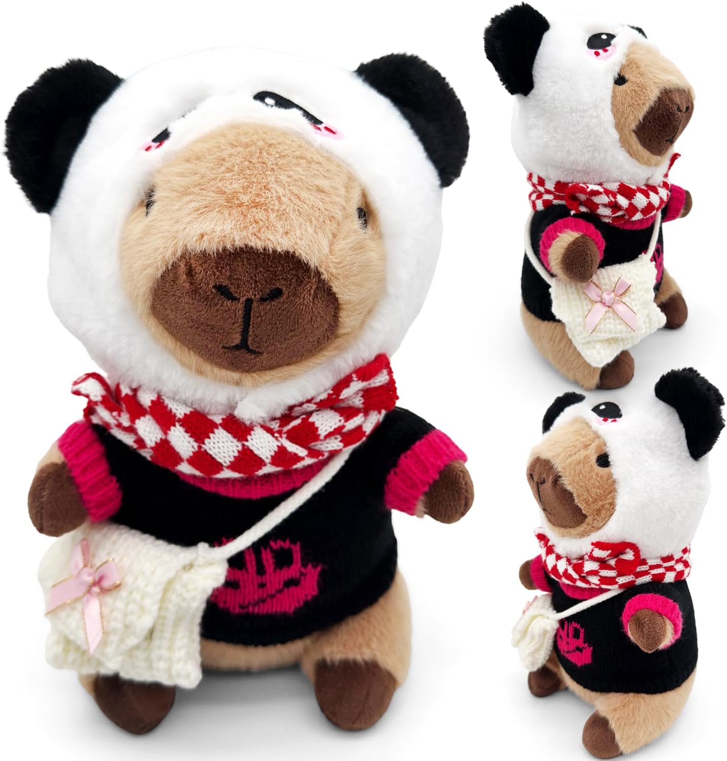 12Pcs Capybara Plush Toy, Capybara Stuffed Animal with 11 Clothes and Accessories, 10 inch Super Soft Capybara Toys for Kids Girls Boys, Role Play Dress Up Gifts