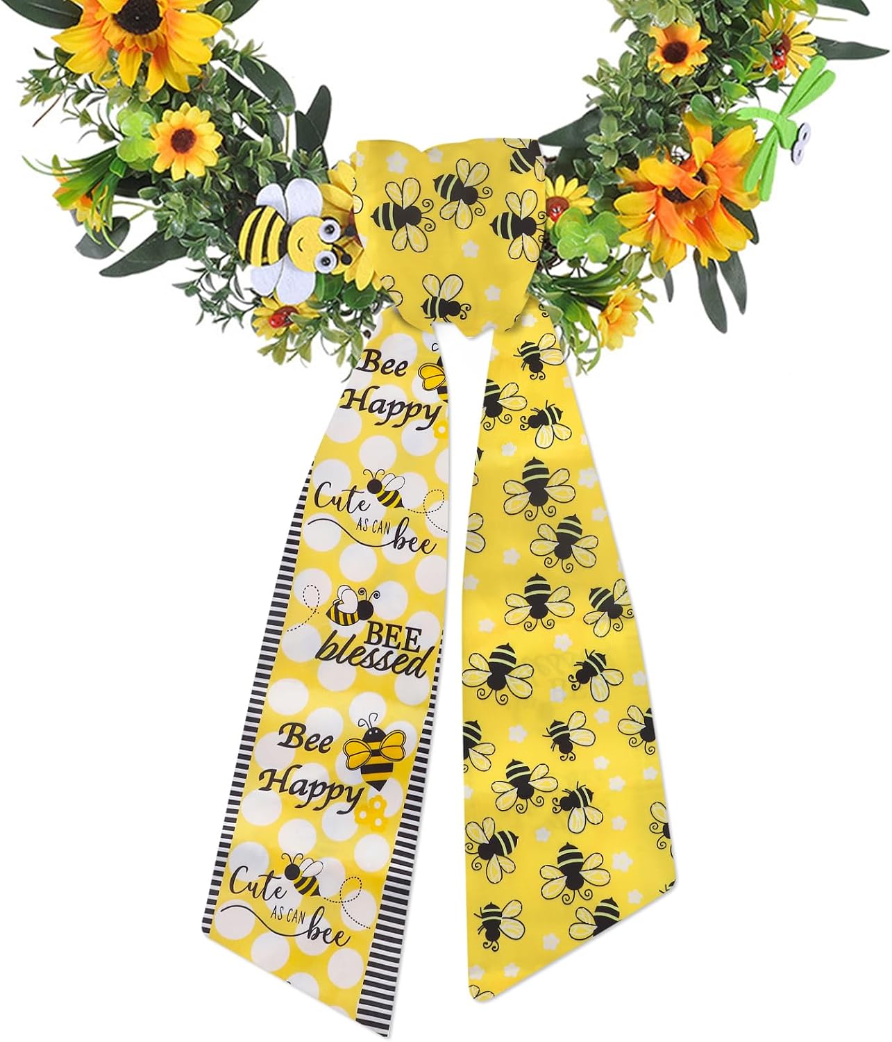 On-Airstore Summer Wreath Sash for Front Door Blue Ocean Sea Wave Ribbon for Wreaths Starfish Wreath Scarf Satin Sash for Garland Porch Yard Indoor Outdoor Chair Bow Home Decor 4.5 × 56"