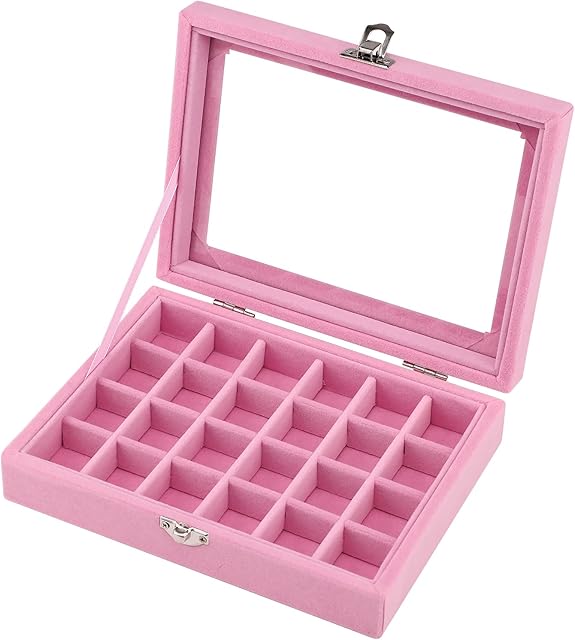 Velvet Jewellery Box Jewellery Organiser for Ring Earring Necklace Jewellery Display Box Storage Box Jewellery Showcase with Lid for Women Girl