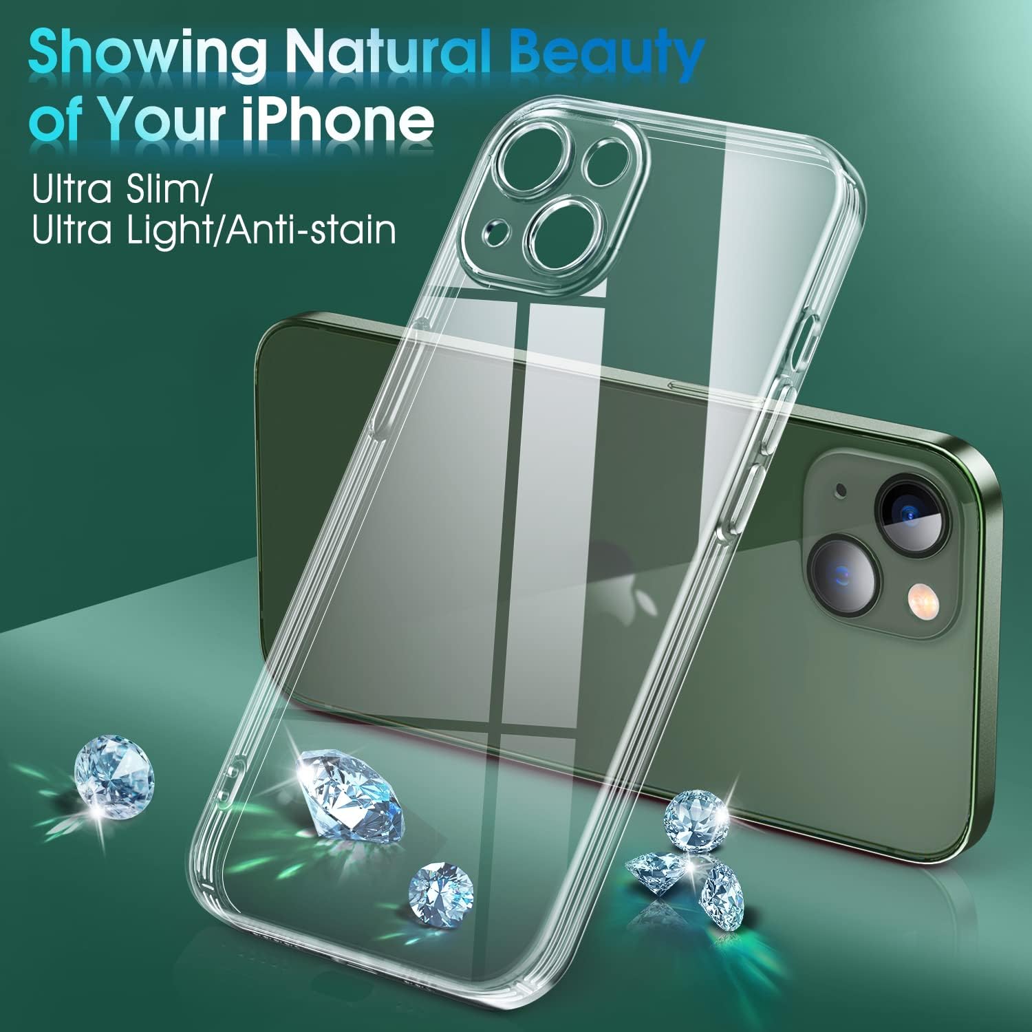 Supdeal Crystal Clear Case for iPhone 13 Mini, [Not Yellowing] [Camera Protection] [Military Grade Drop Tested] Transparent Shockproof Protective Soft Silicone Slim Cover, 5.4 inch, Transparent image 2