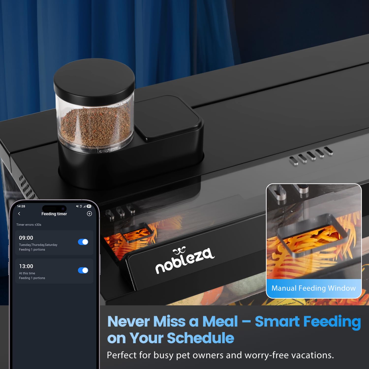 Nobleza Smart Aquarium 30L mit App-Steuerung, 3-Stufen-Filtersystem, EIN-Knopf-Wasserwechsel und Fernfütterung – Intelligentes Aquarium Komplettset