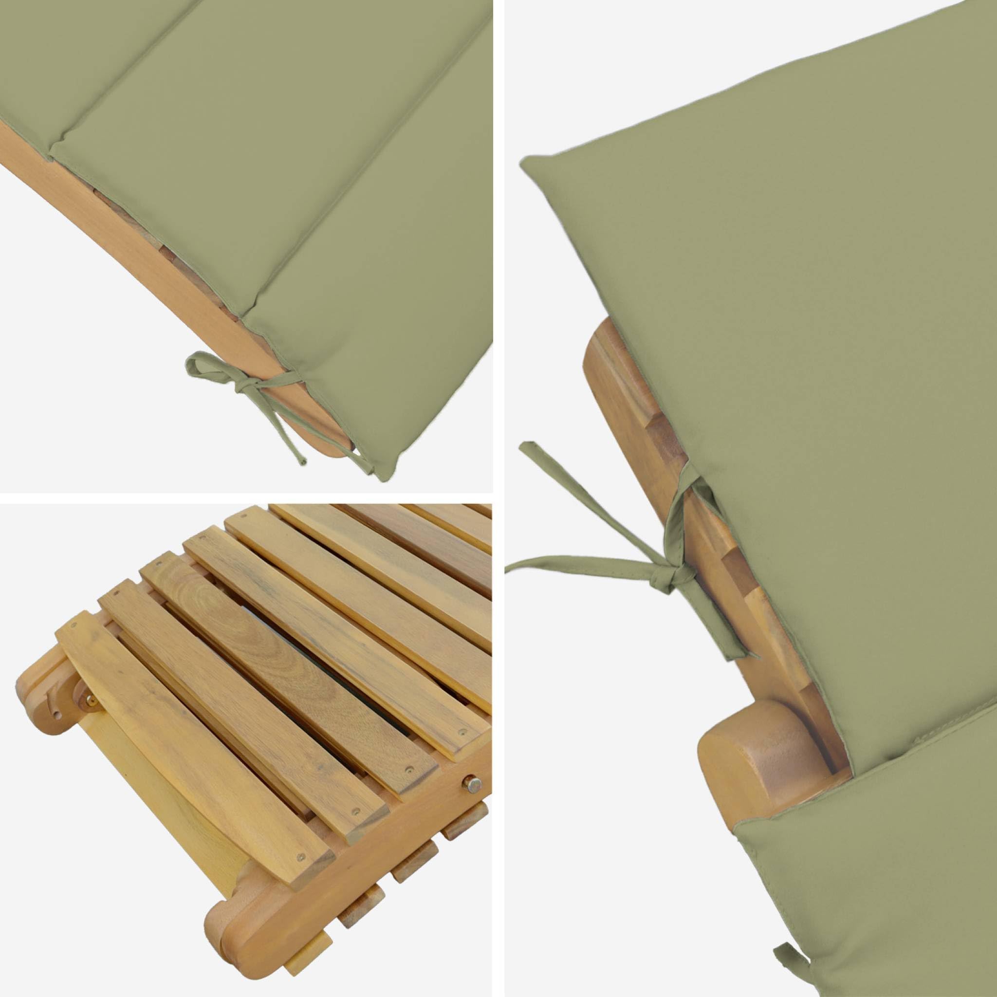Set 2 lettini prendisole in legno di acacia Verde kaki - 184x55x63.5 cm