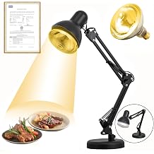 LEEVOT Heat Lamp for Food, Foldable Food Heating Lamp with 720 Adjustable Stand, Portable Food Warmer Lamps for Catering Buffet Restaurant Parties Pizza Chicken Fries 120V 60Hz