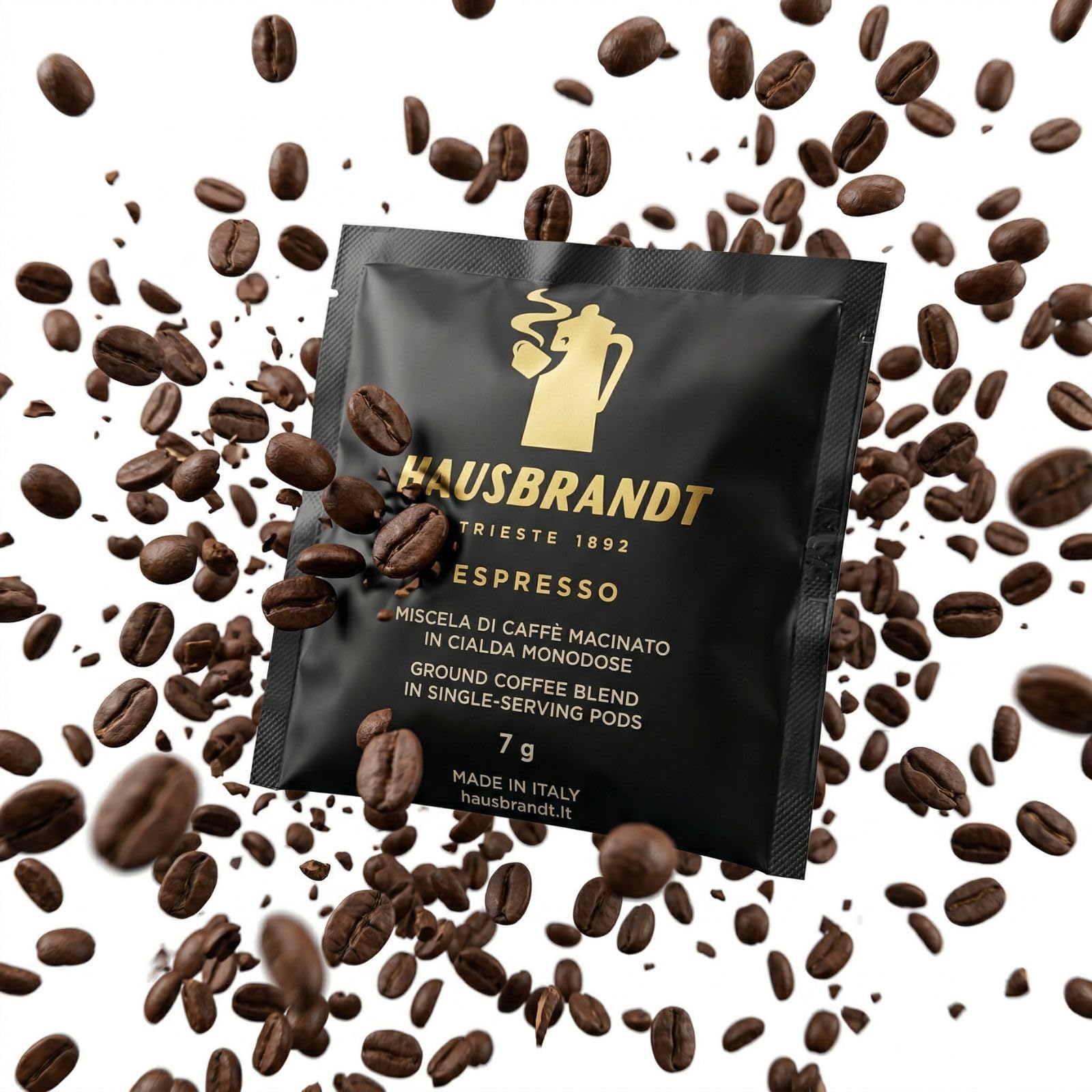 Hausbrandt Caffè Espresso in Cialde di Carta Filtro, 144 Cialde Monodose, Miscela di Caffè Tostato e Macinato, 1000g