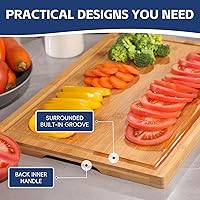 Vista 5 de Hiware 3-piece Bamboo Cutting Boards for Kitchen, Heavy Duty Bamboo Cutting Board with Juice Groove, Wood Cutting Board Set for Meat, Vegetables