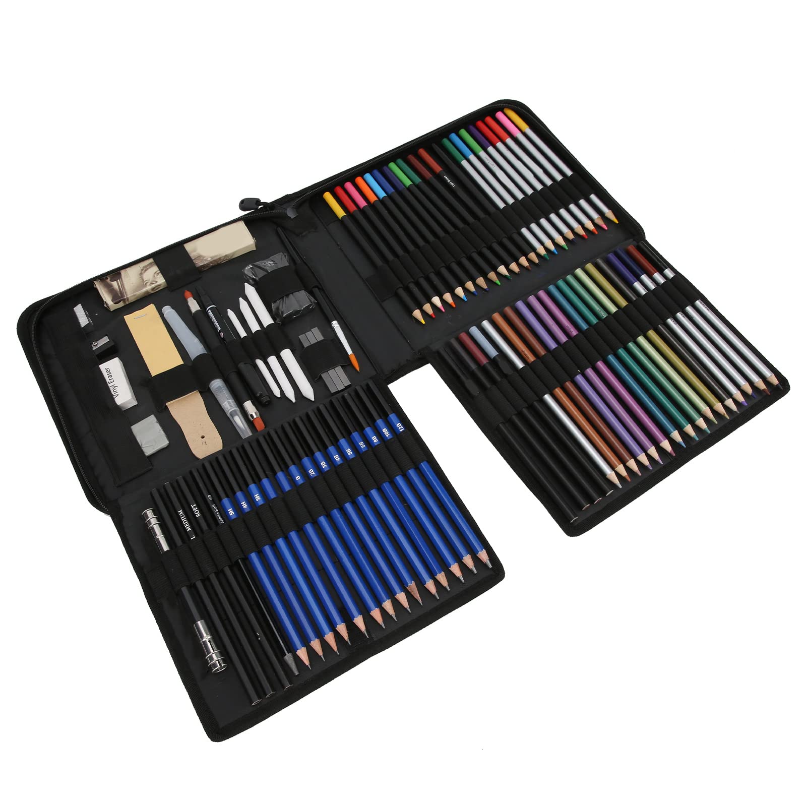 Buntstifte-Set mit 40 Farben, professioneller Skizzenstift-Anzug für Künstler, lebendiger, öliger Buntstift mit weichem Kern für sanftes Zeichnen, inklusive 18 Bleistiften und