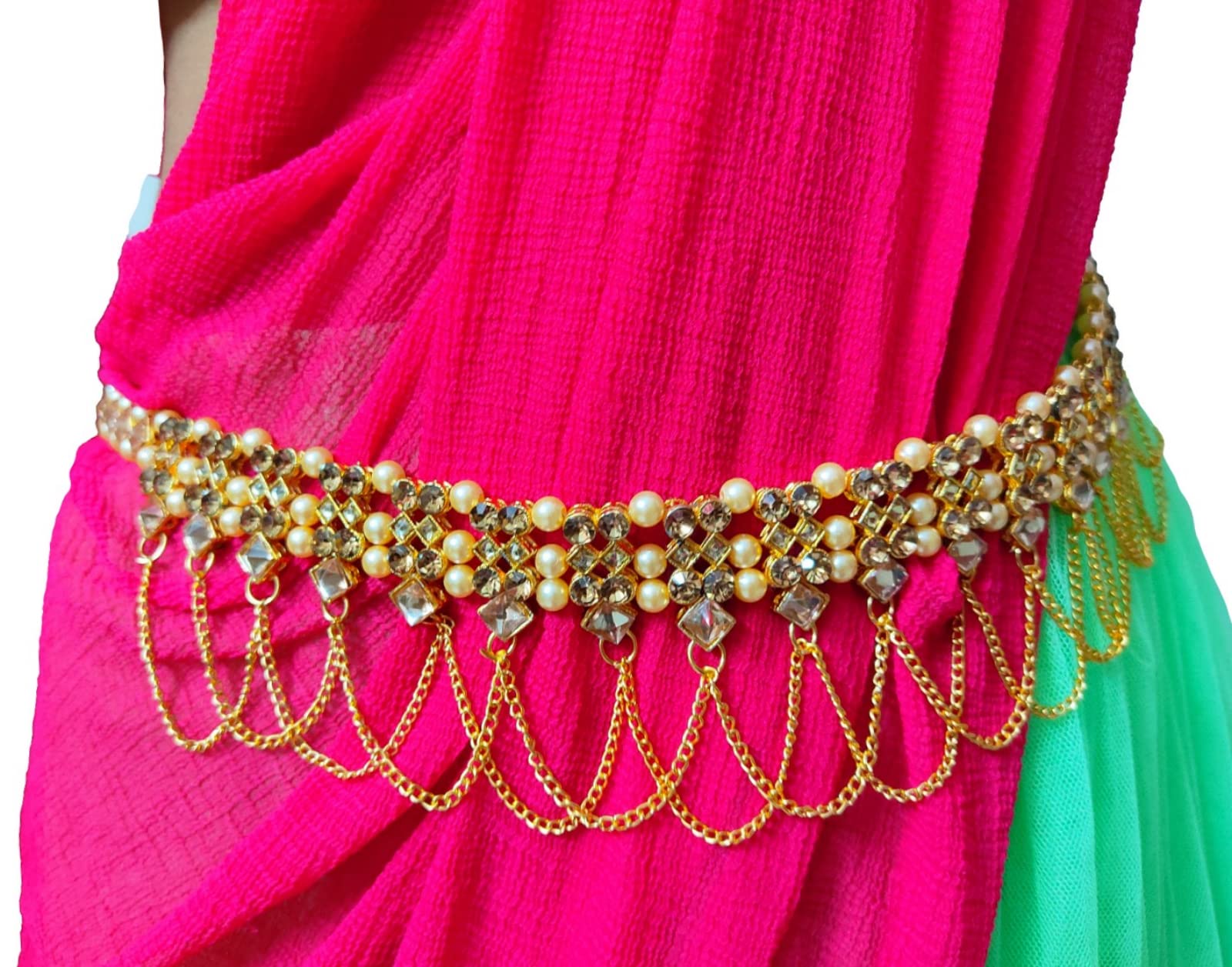 womensky Traditional Gold Polished Kamarpatta, Kamar Chain, Tagdi, Kardhani, Bellychain, Kamarband, Vaddanam Waistchain for Women-picture-26