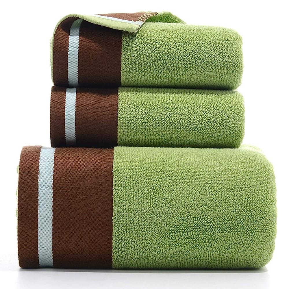 Juego de 3 toallas de baño de algodón engrosado en color verde
