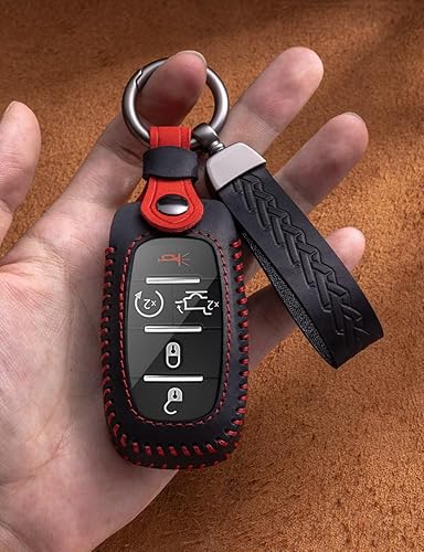 Miniatura 3 de YINEOR Funda de cuero para llave de coche Dodge Ram compatible con Dodge Ram 1500 2500 3500 4500 4500 5500 5500 (negro)