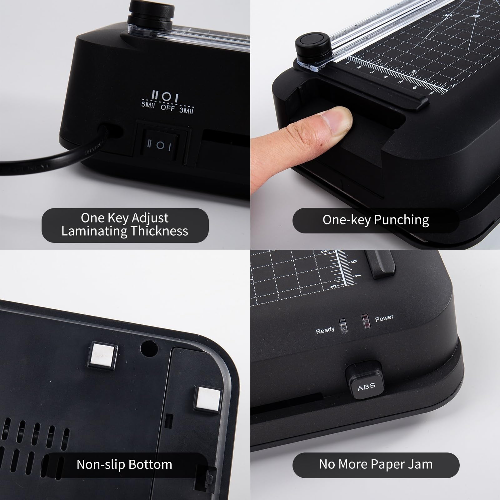 Laminator, Laminator A4 Laminator termiczny Laminator biurkowy z funkcją dziurkowania i cięcia papieru Automatyczny laminator Gilotyna do papieru