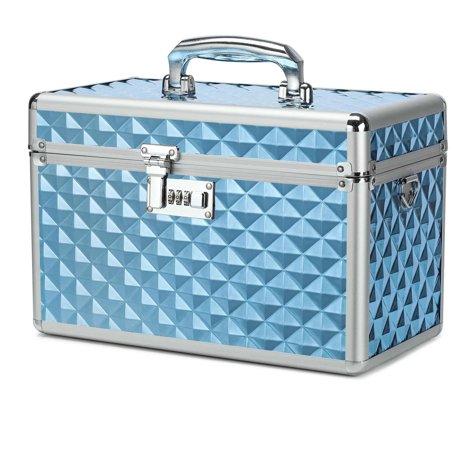 Boîte de Rangement avec verrou à Combinaison, boîte de Stockage de médicaments verrouillable, boîte de Premiers Secours Vide, boîte de sécurité (Blue, Large)