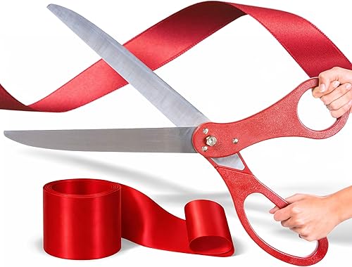 Miniatura 1 de Kit de ceremonia de corte de cinta de gran apertura, cinta de apertura de 25 pulgadas y tijeras para inauguraciones y ceremonias de eventos