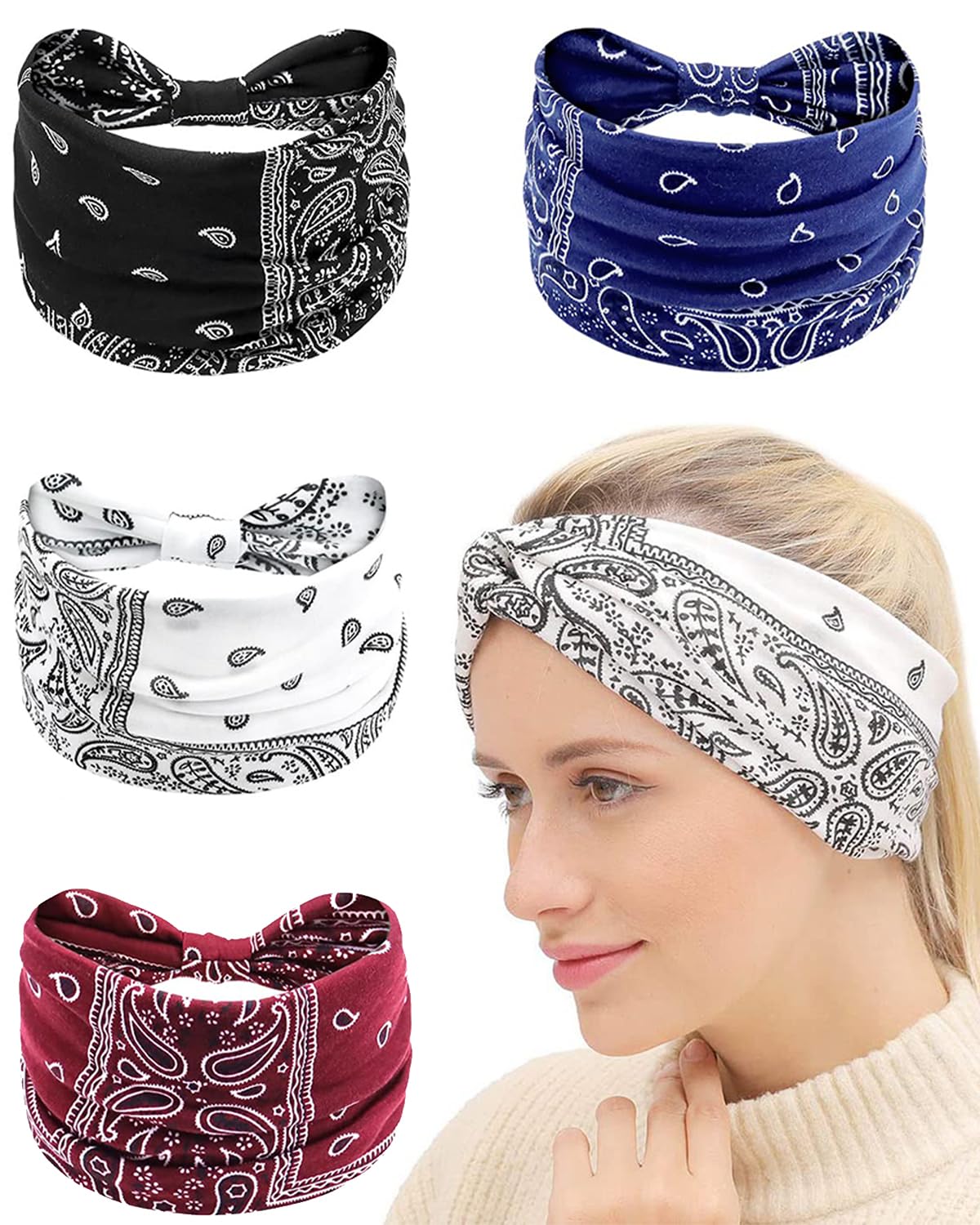 See full amazon price history chart for 4 Pack Hair Band for Women Men, Bohemian Criss Cross Vintage Headbands, Stylish Stretch Wide Hairbands, Gym Sweat Hair Band for Girls for Workout, Running, Tennis, Cycling(Black+Blue+White+Red) 4 Pack Hair Band for Women Men, Bohemian Criss Cross Vintage Headbands, Stylish Stretch Wide Hairbands, Gym Sweat Hair Band for Girls for Workout, Running, Tennis, Cycling(Black+Blue+White+Red) (B0D48VPJS8) Amazon Price History, Amazon Price Tracker