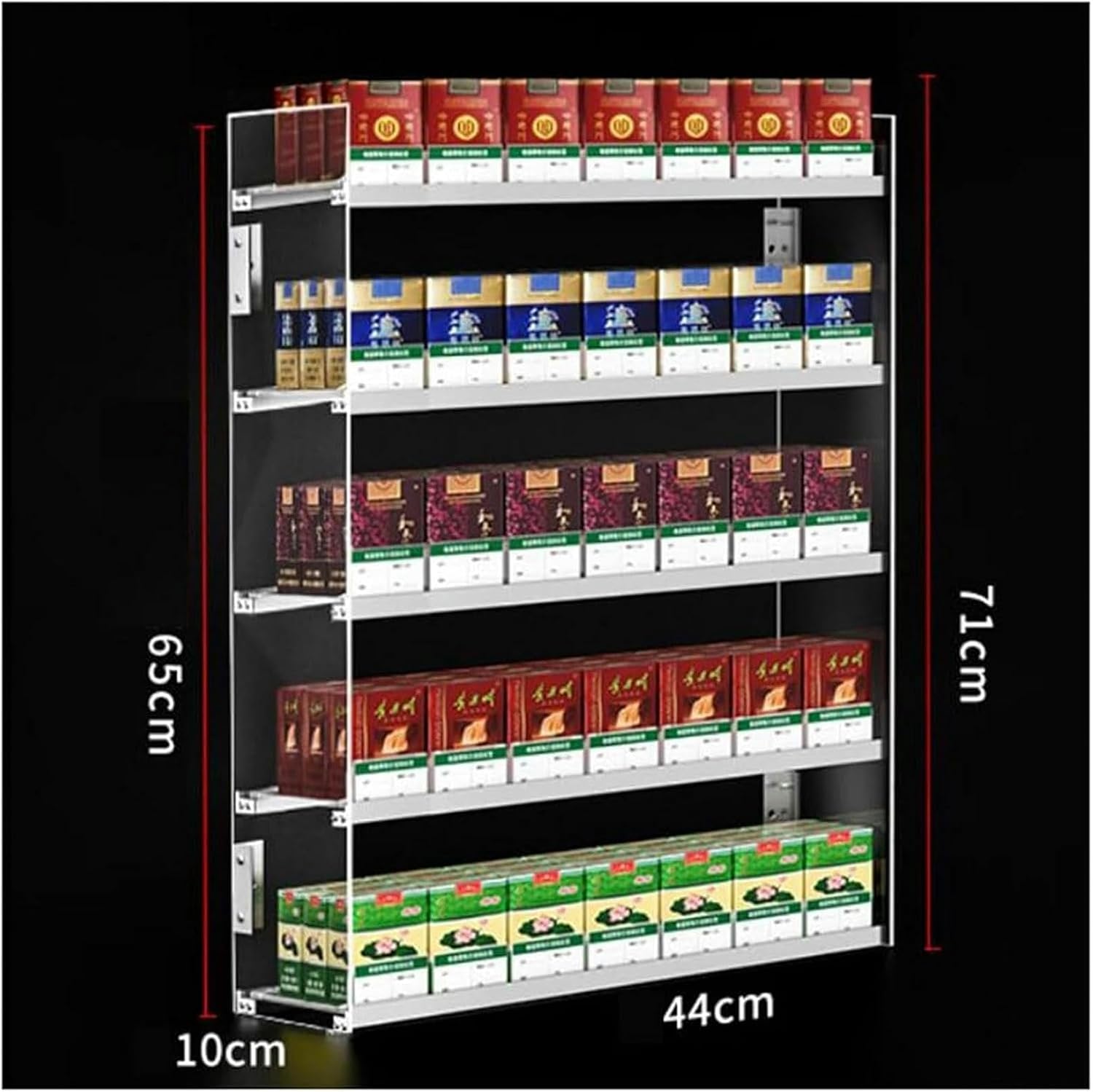 Acrylic Cigarette Display Rack Shelf - Auto Pusher Holder for Supermarkets & Movie Theaters - Wall Mounted Transparent Retail Case for Cigarettes - Organized Showcase Solution