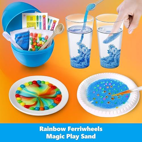 Miniatura 5 de UNGLINGA 4 huevos sorpresa para cesta de Pascua, 6 experimentos científicos para niños, juguetes de Pascua, idea de regalo para niños y niñas,