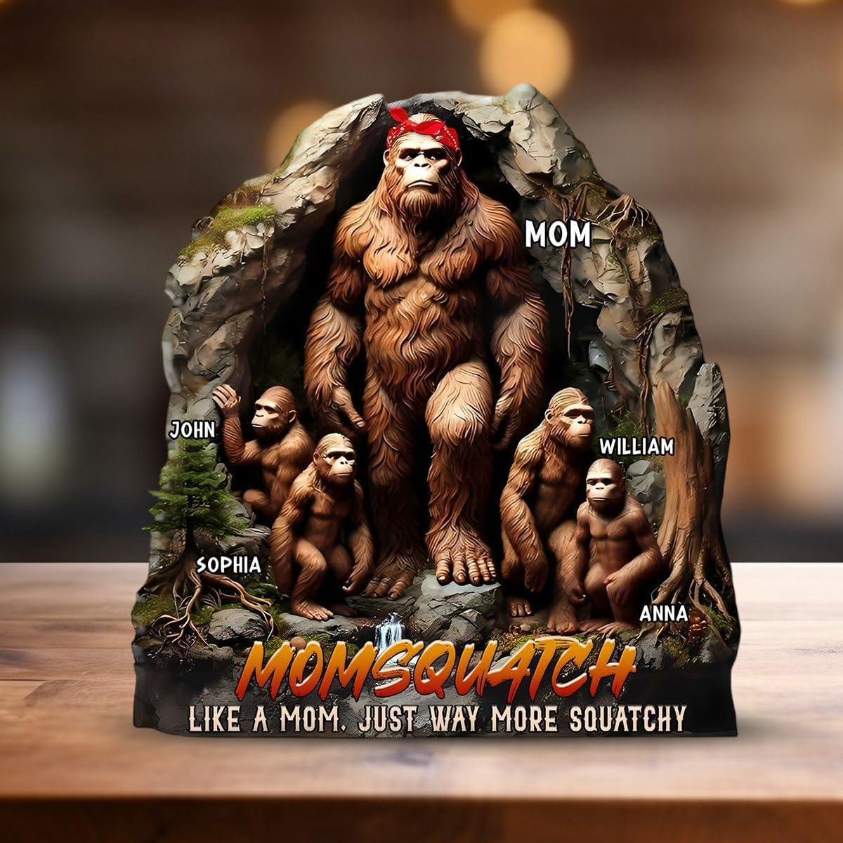 Funny Momsquatch Plaque - Custom Gift For Mom With Sass & Love Bigfoot Mom With Kid's Names Mother's Day Gifts From Daughter Son, Mom Gifts From Husband