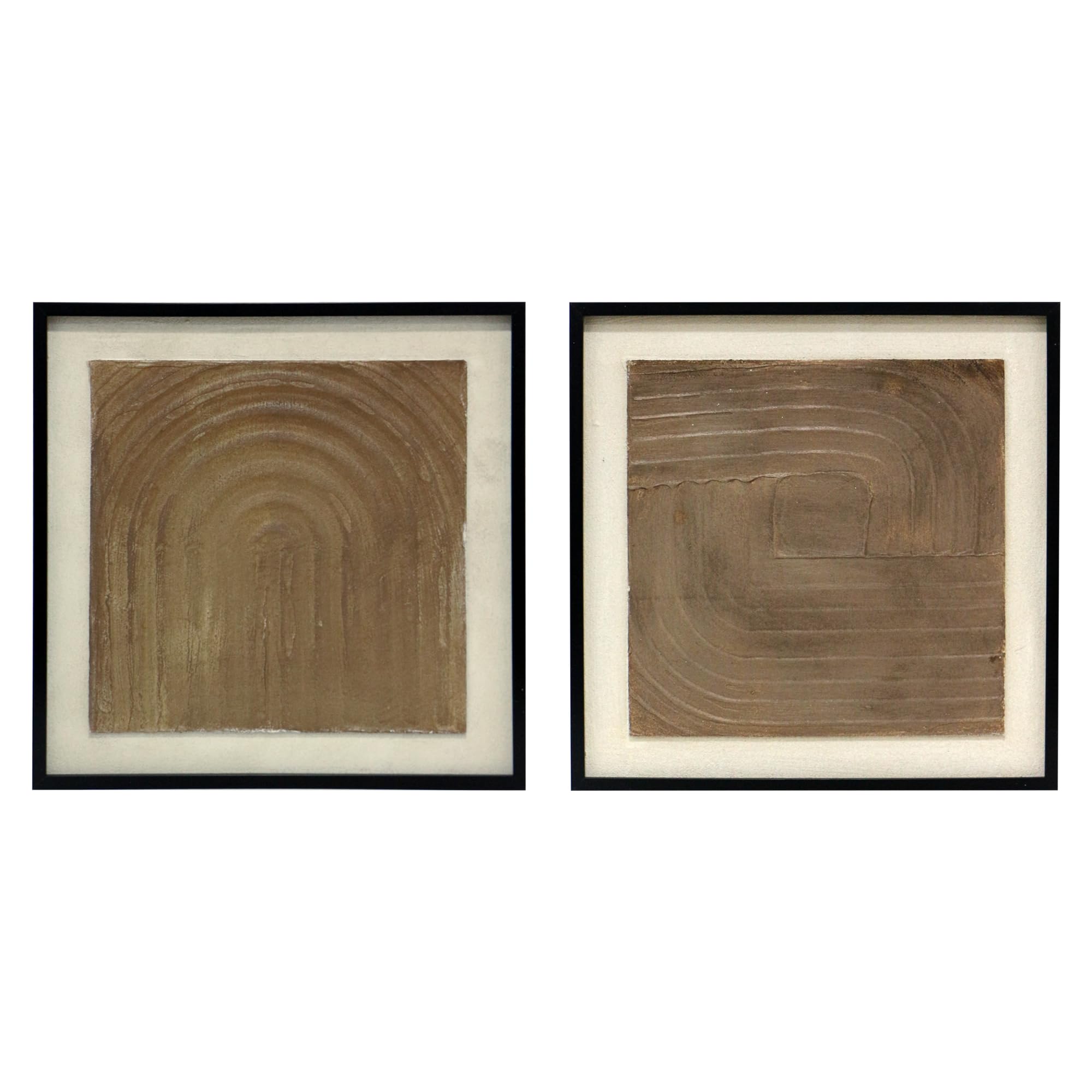 la fabrica del cuadro ®, Pareja de Cuadros Decorativos Artesanales Pintados a Mano, Cuadros Decoración para Salón y Diferentes Estancias. (PAREJA ABSTRACTO MARRÓN)