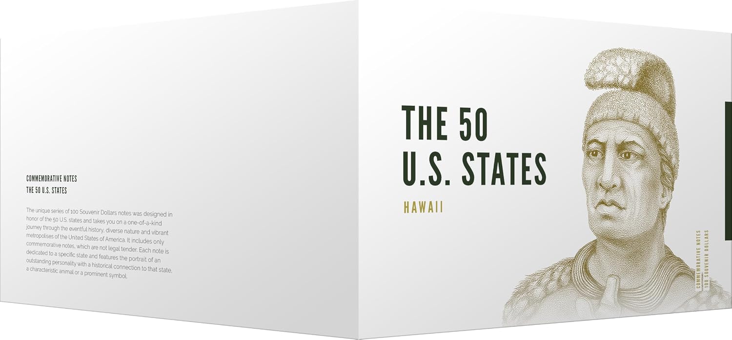 IMPACTO COLECCIONABLES | Hawaii Souvenir Dollar Note – Novelty Collectible Banknote with UV Details (Not Legal Tender), Part of The 50 U.S. States Commemorative Collection