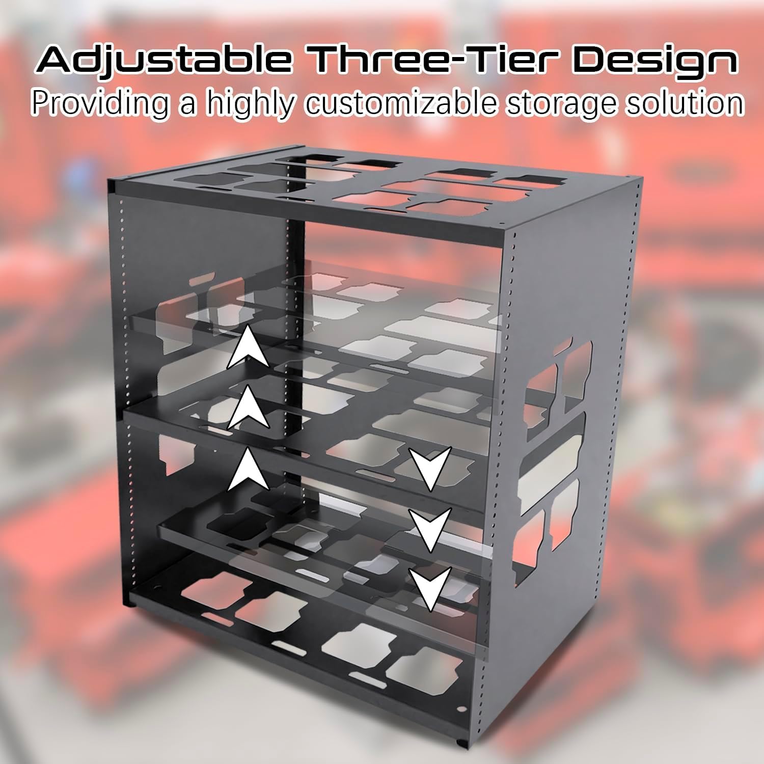 Mounting Plate Compatible with Mil.Waukee Packout, Adjustable Heavy Metal Material Shelf, Holds Up to 8 Boxes for Tool, Storage and Organization System