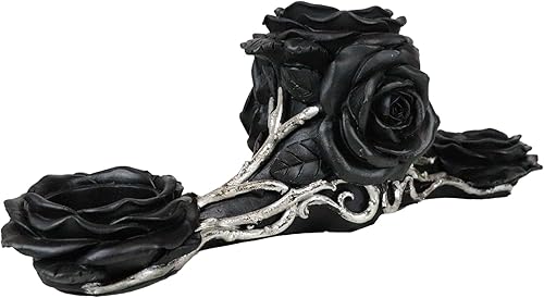 Miniatura 7 de Ebros Gift Gótico Barroco Victoriano Rosas Negras Vines Triple Votiva Vela Vela Titular Estatuilla Decorativa