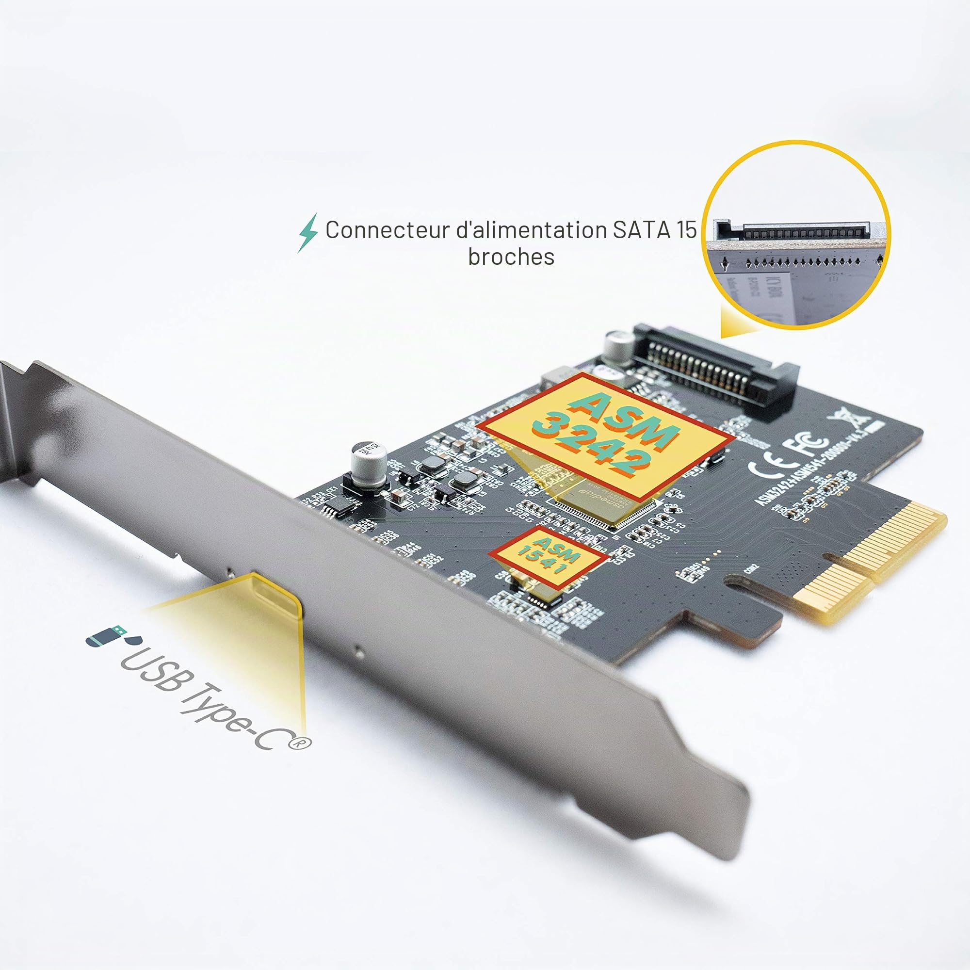 ICY Box Carte USB 3.2 avec Port USB 3.2 Gen 2x2 (20 Gbit/s), USB-C, Installation dans Un Slot PCIe, IB-PCI1901-C32