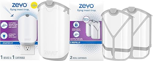 Miniatura 1 de Zevo Flying Insect Trap, Fly Trap + Refill Cartridge Pack (1 Plug-in Base + 3 Total Refill Cartridges)