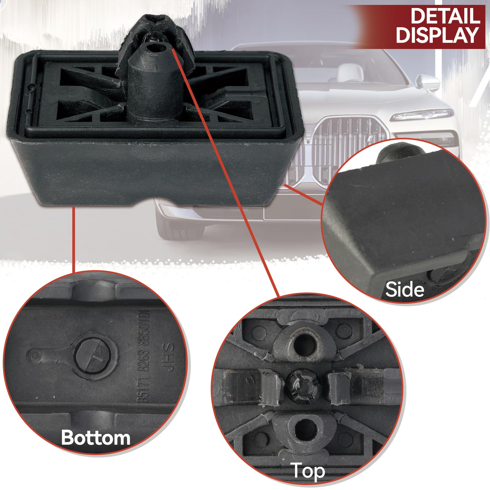 4 pezzi, cric anteriori e posteriori, rettangolari, in plastica, con supporto per veicoli, 51718268885 per BMW E36 E46 E63 E64 E65 (4 pezzi)