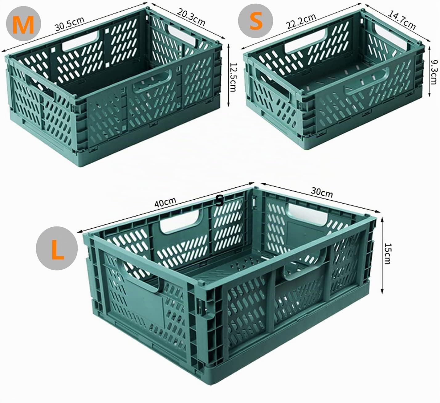 Spesh 2 Piezas Cajas Almacenaje Cocina Cajas Plegable Plastico Cesta Plegable para Armarios, Cajones, Estanterías(Azul+Verde oscuro, 30*20*12cm)