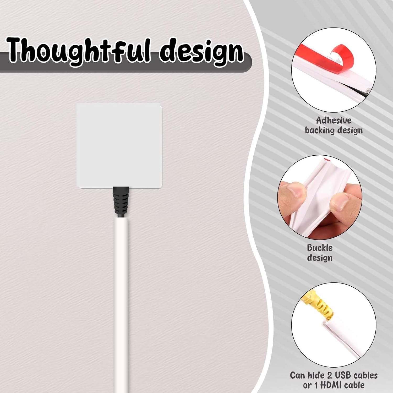 5/8m Floor Cord Cover for Extension Cords Self Adhesive Flexible Cable Hider Cover Wire Protector(8M)