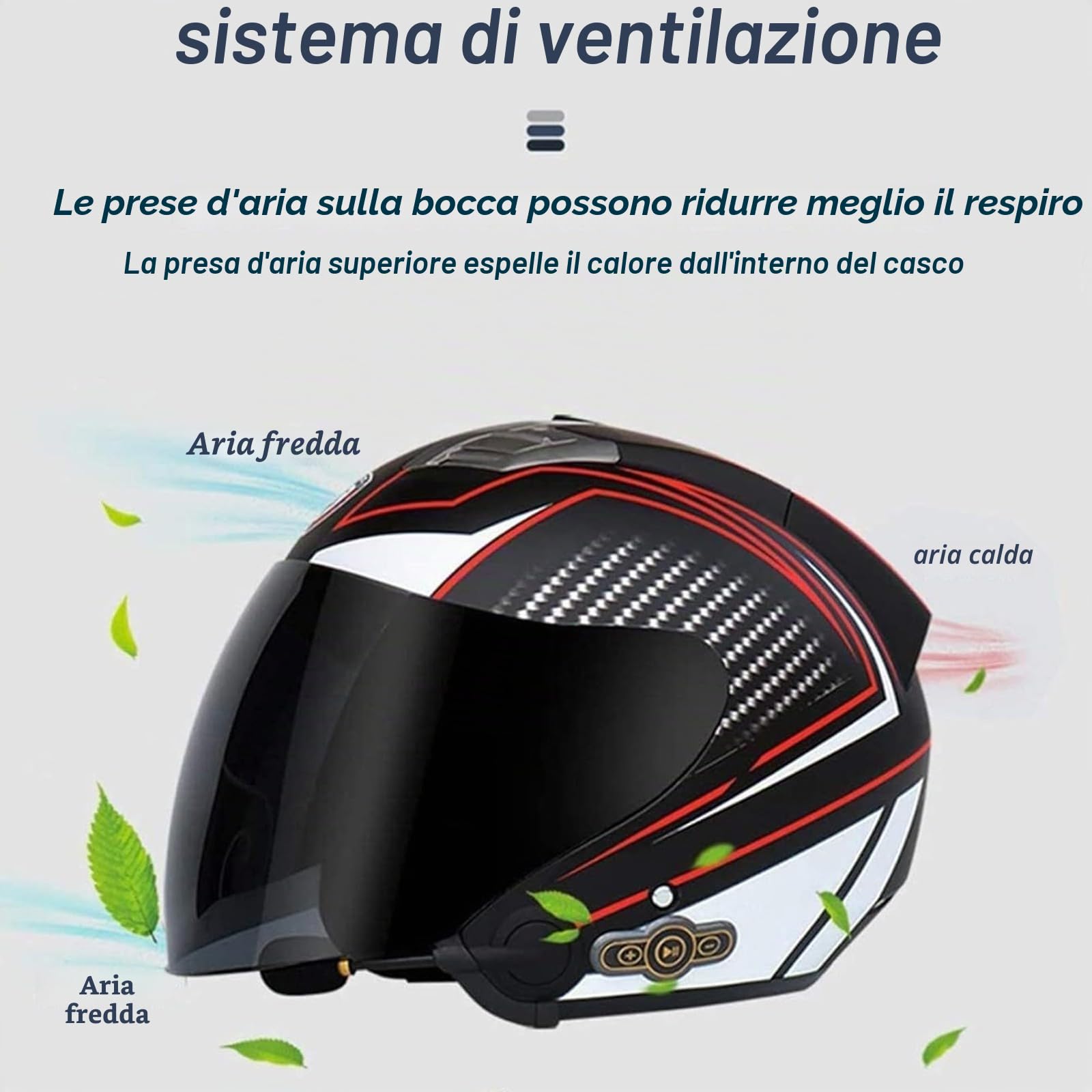 Casco jet con Bluetooth per moto, certificazione ECE, casco con Bluetooth integrato, casco jet per scooter, casco jet per uomo e donna con doppia visiera B, XL (61-62cm)