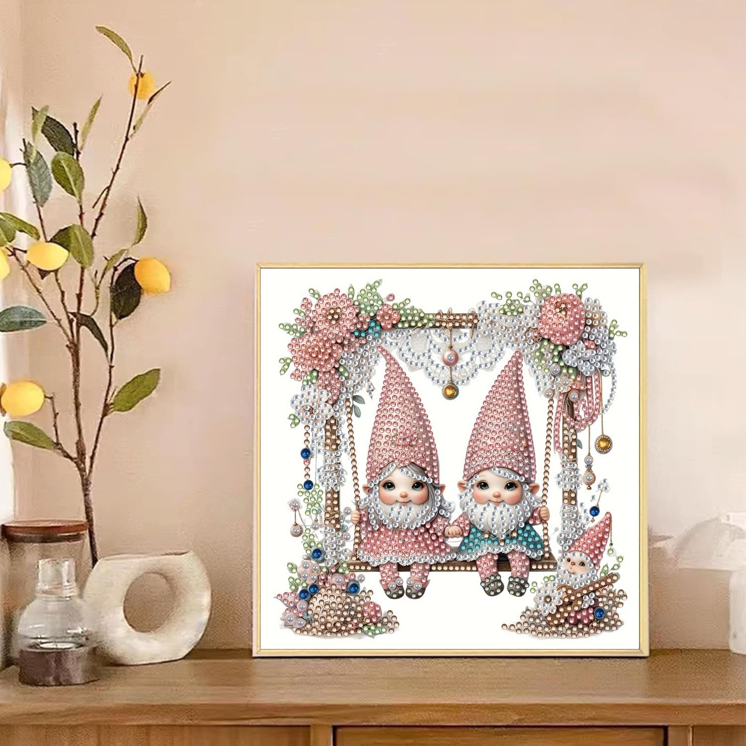ifymei Special Shape Diamond Painting Kit for Adults Beginners Kids - 5D DIY Crystal Rhinestone Gem Art, Home Wall Decor and Creative Birthday and Christmas Gifts - 25 x 25 cm Gnome - Framed
