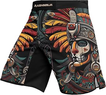 Aztec Mens MMA Shorts Durable and Flexible Fight Shorts for Jiu Jitsu, Grappling, and Fitness Training