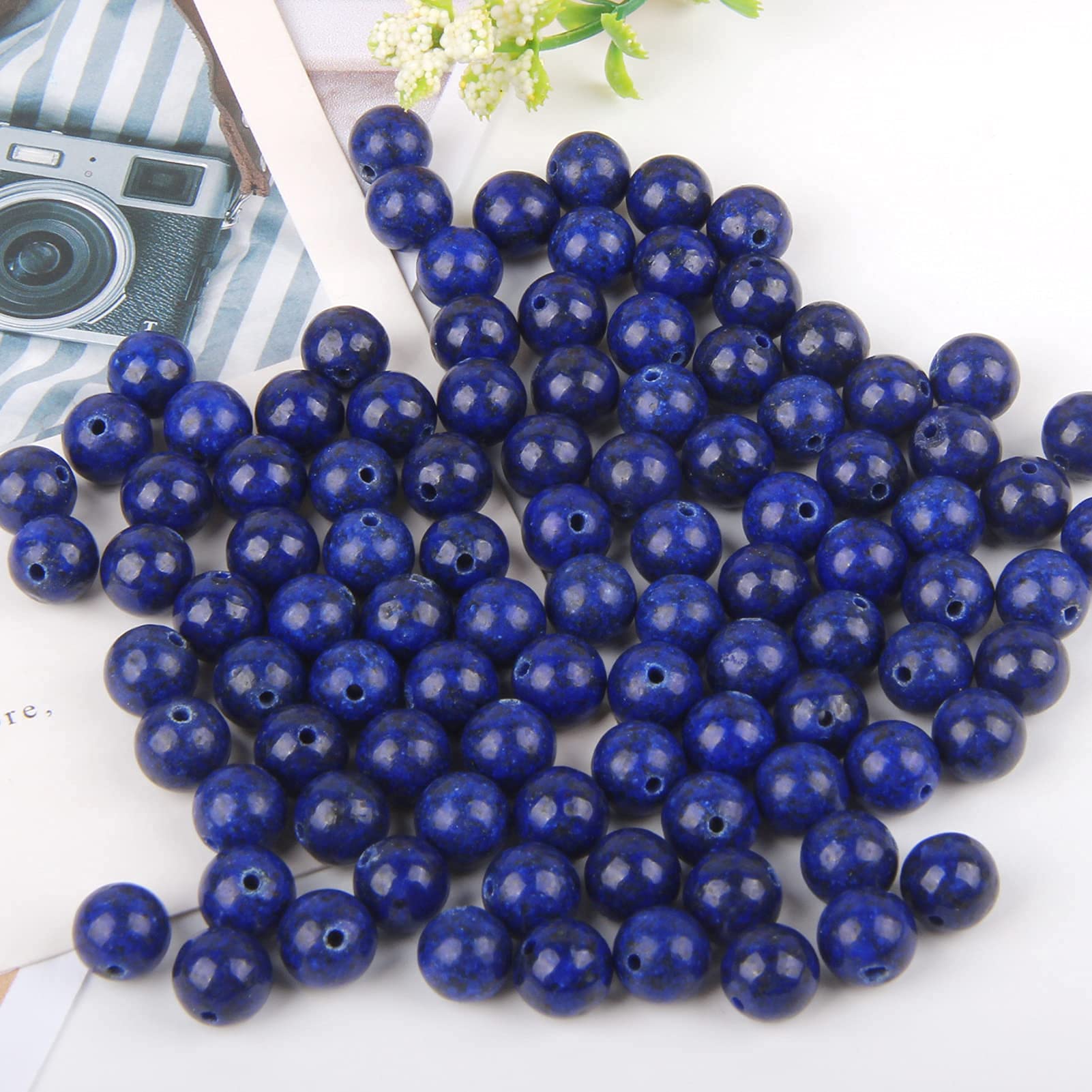 Kit Perles Pierres Naturelles 8mm - 418 Pièces (10 Couleurs) - Création Bijoux Bracelet, Collier DIY
