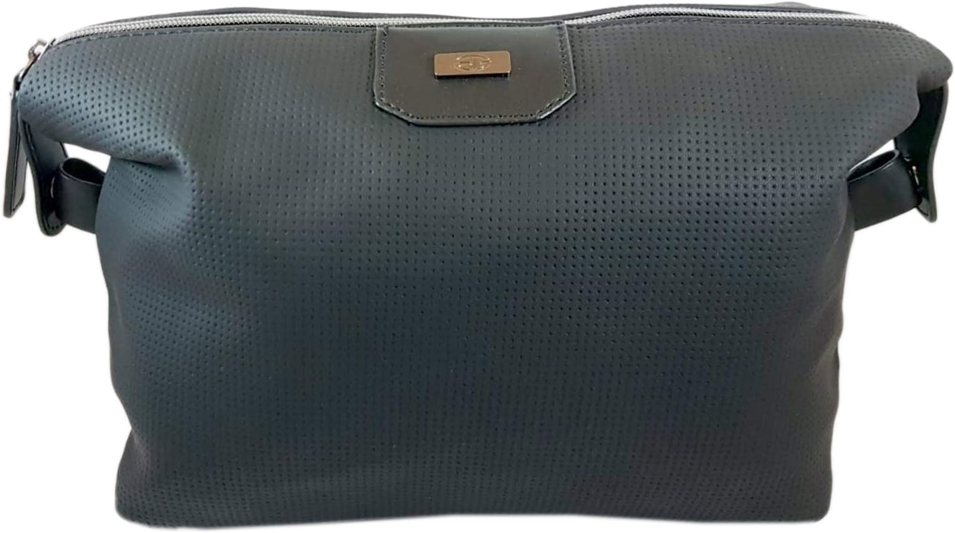 Bon GoûtSmall Black Synthetic Leather Wash Bag | Made from Recycled Materials | Vegan Toiletry Bag Unisex Men's & Women’s Shaving Travel Bag for Toiletries & Cosmetics