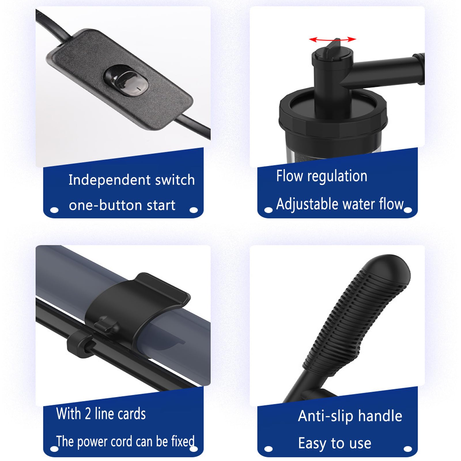 Aspirateur de Gravier 6 en 1 pour Aquarium, Nettoyeur de Gravier électrique Multifonction pour Laver Le Sable, oxygénation de la Douche, Changement d'eau