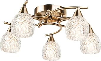 Lighting Supermarket Hendon Swirl Antique Brass Flush Ceiling 5 Light/Dining Room/Living Room/Bedroom/Light [Energy Class A]