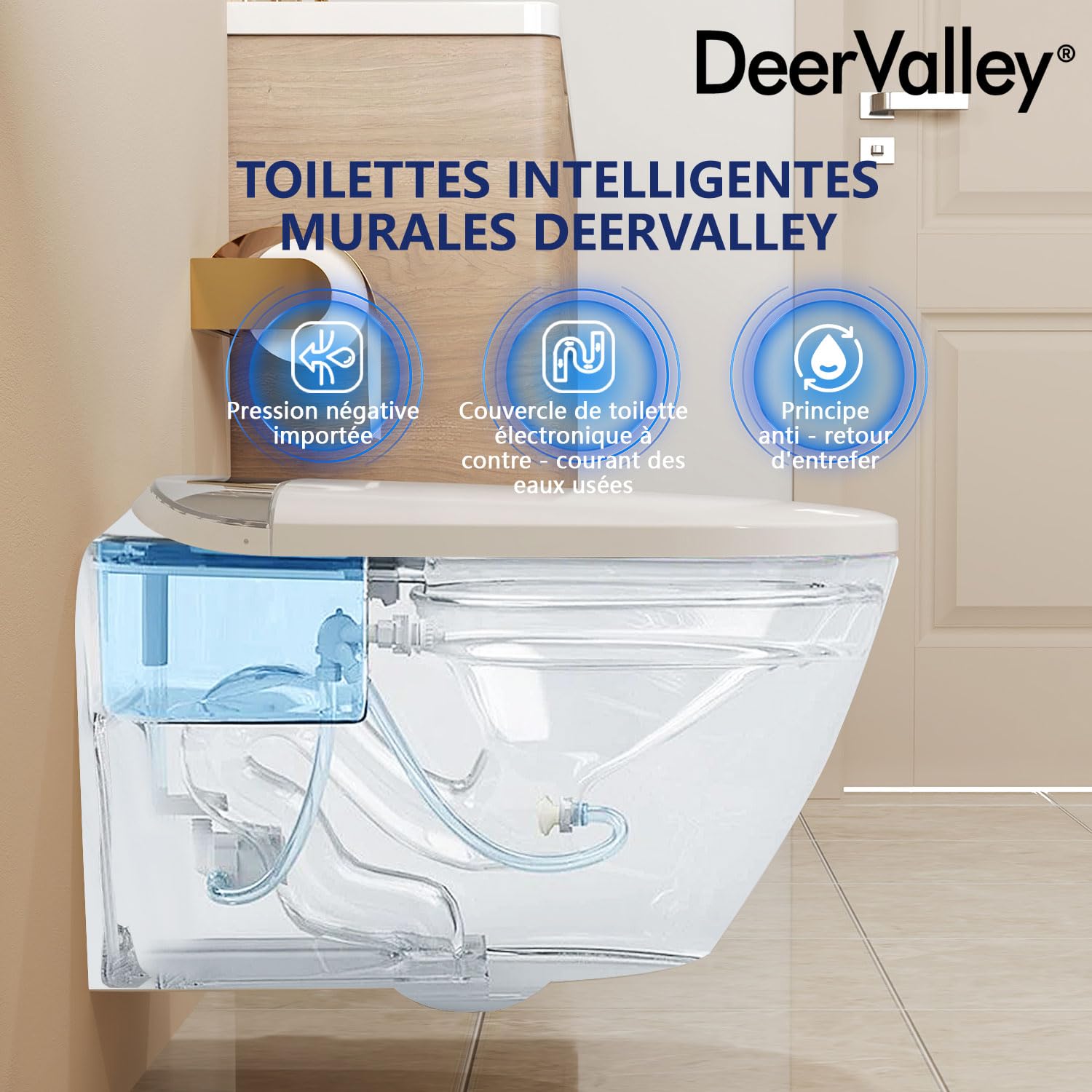 Toilette Japonaise Complète avec Fonction Bidet (Incluant Bâti-Support), Siège Chauffant, Buse Autonettoyante, Chasse d'Eau Automatique et Télécommande WC Intelligent Moderne avec Douche Intégrée